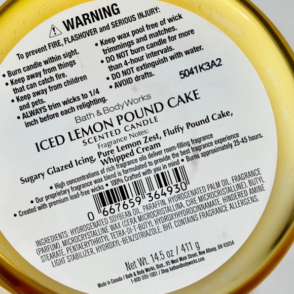 ICED LEMON POUND CAKE 3 Wick Candle - Picture 3 of 3